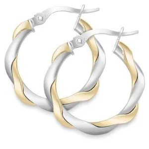 9ct Gold 15mm Weaved Round Hoop Earrings