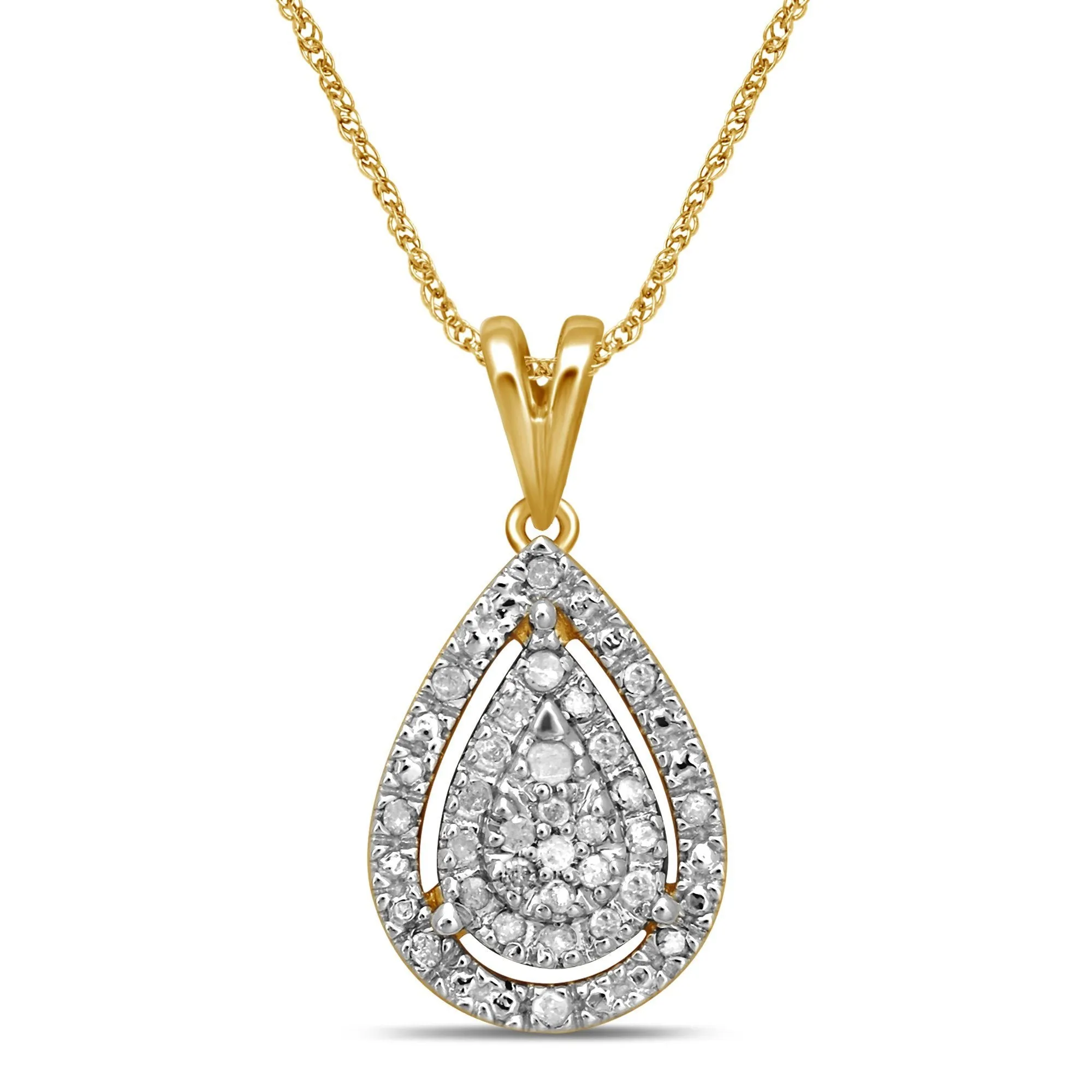 9ct Yellow Gold 0.10ct Diamond Pear Shape Pendant