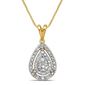 9ct Yellow Gold 0.10ct Diamond Pear Shape Pendant