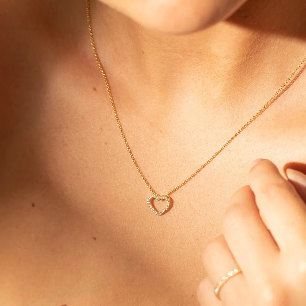 9ct Yellow Gold Diamond Heart Pendant