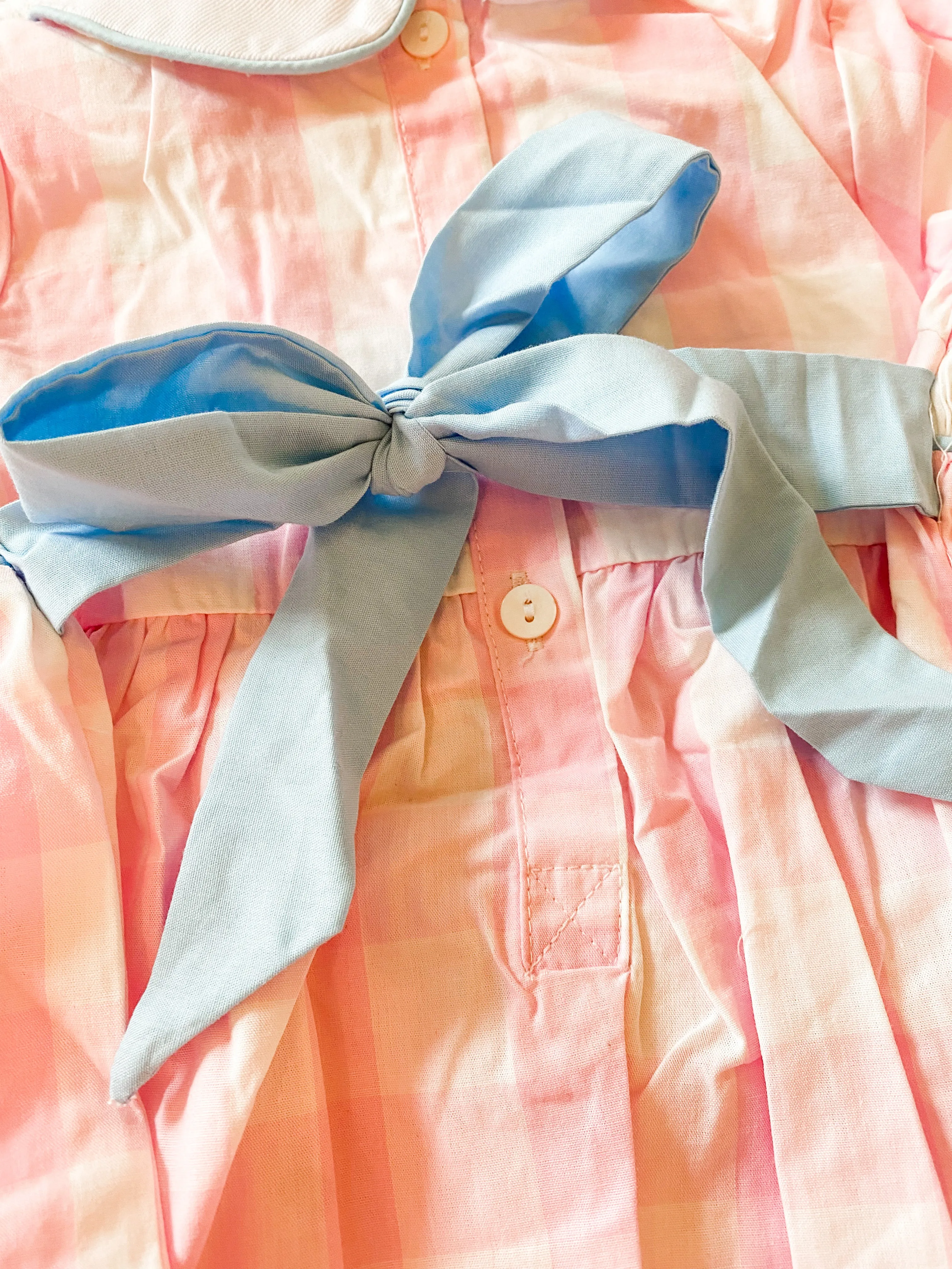 ABC smocked pink girl bubble