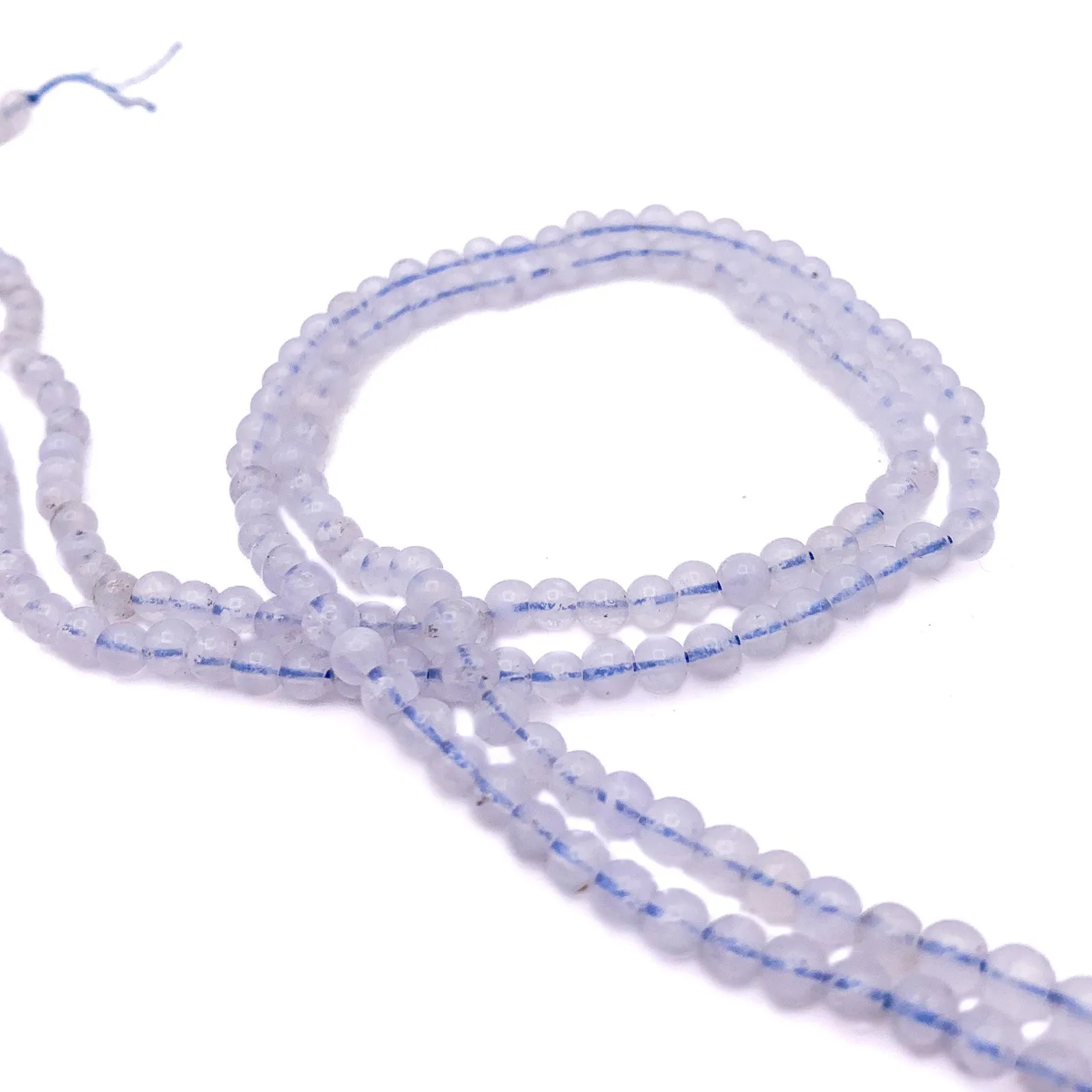 Agate Blue Lace 4mm Smooth Rounds Bead Strand