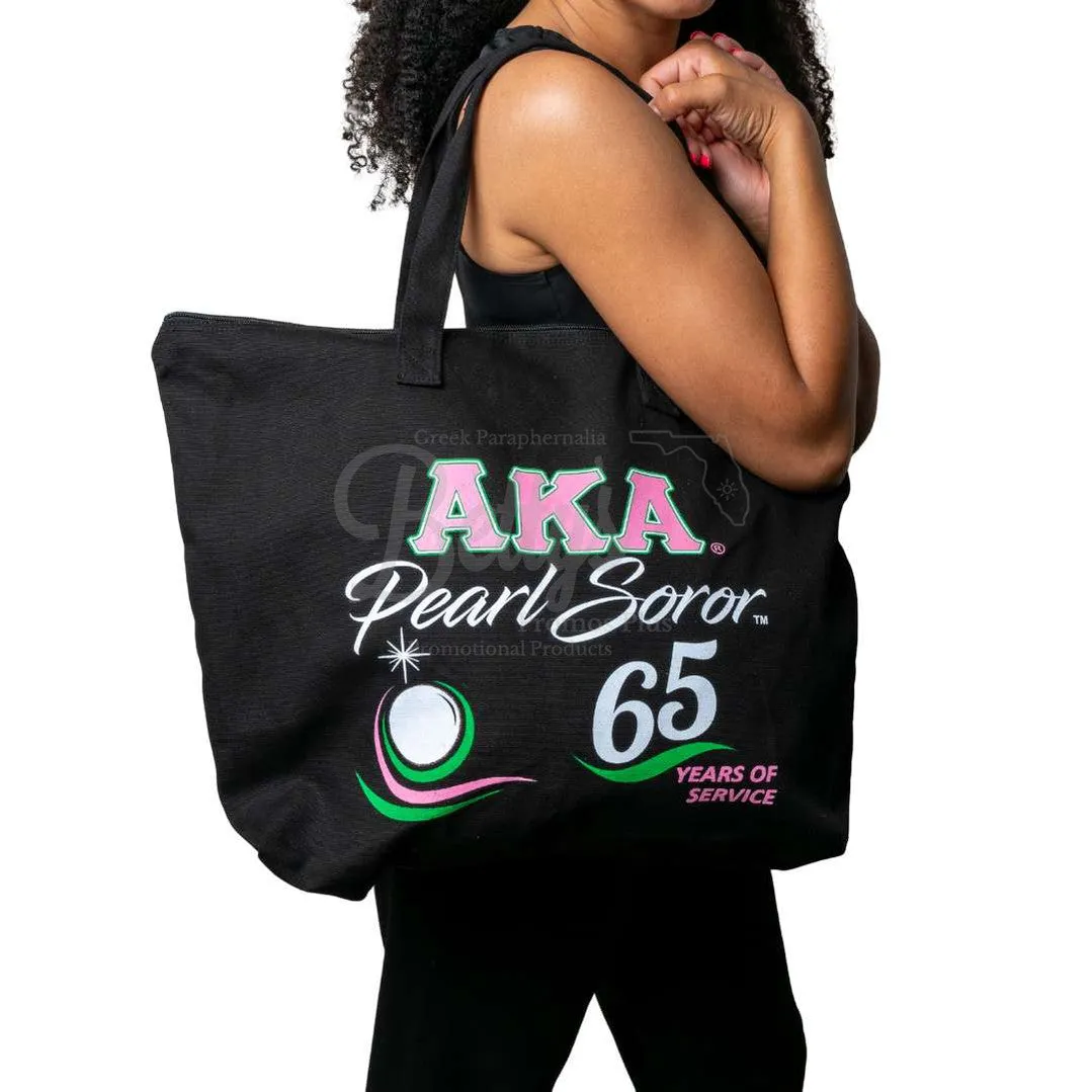 Alpha Kappa Alpha AKA Pearl Soror Screen Printed Tote Bag