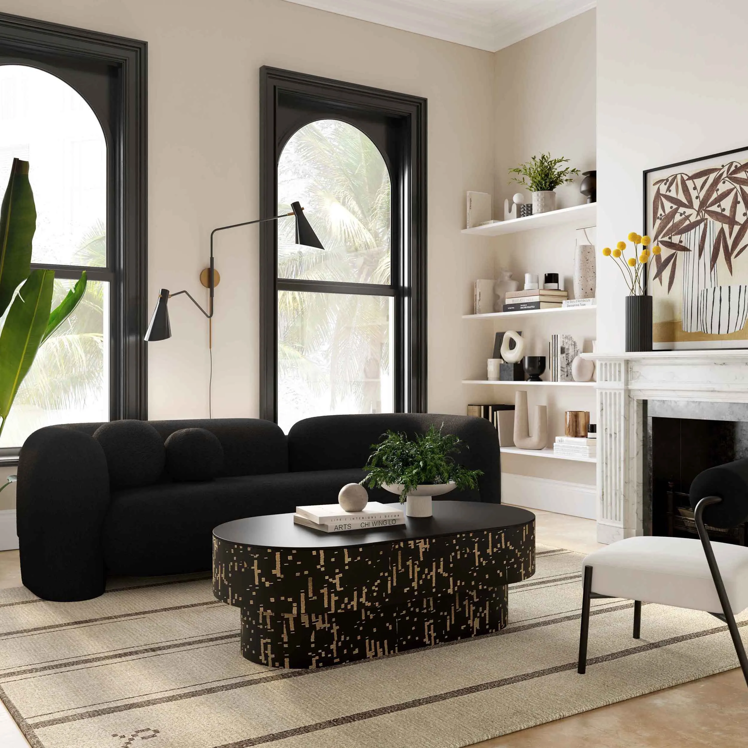 Amelie Faux Fur Sofa, Black