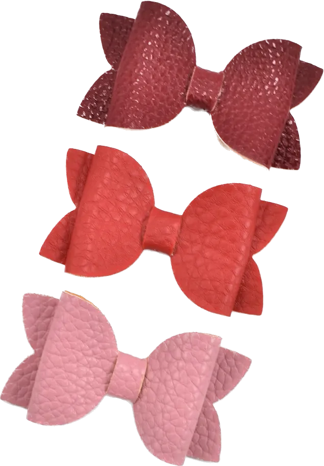 Annabelle Bow Hair Clip - faux leather - dusty pink