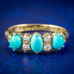 Antique Edwardian Turquoise Diamond Ring Dated 1907