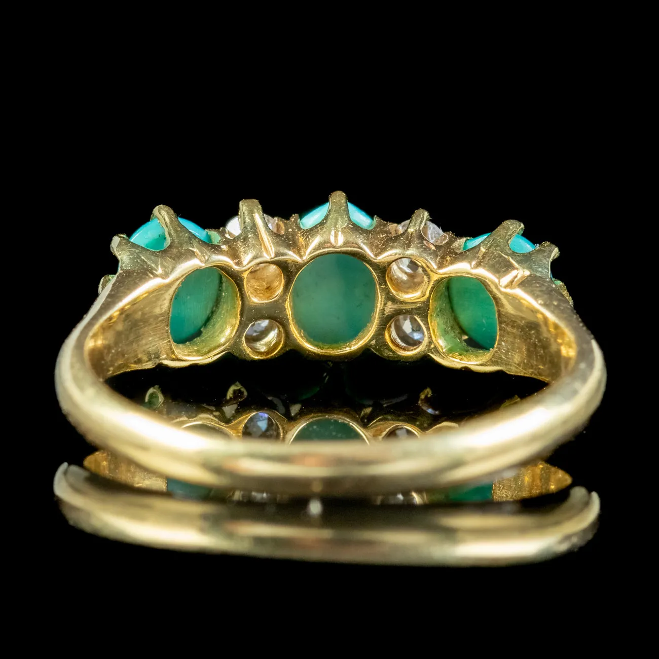 Antique Edwardian Turquoise Diamond Ring Dated 1907