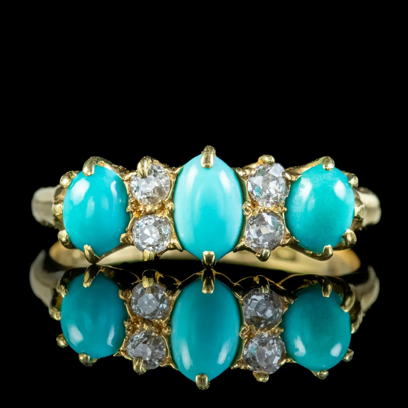 Antique Edwardian Turquoise Diamond Ring Dated 1907