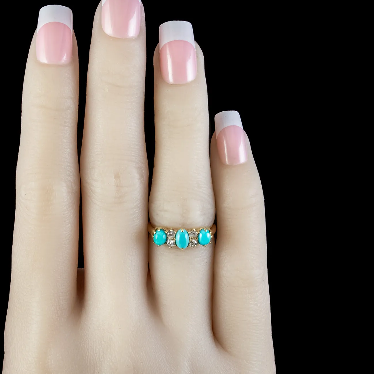 Antique Edwardian Turquoise Diamond Ring Dated 1907