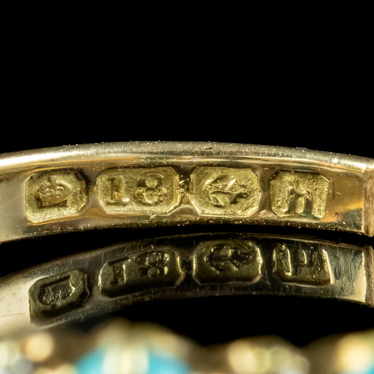 Antique Edwardian Turquoise Diamond Ring Dated 1907