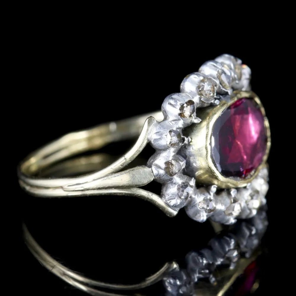Antique Georgian Flat Cut Garnet Diamond Ring Circa 1750