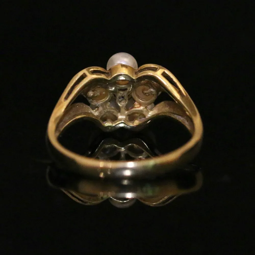 Antique Georgian Natural Pearl Diamond Ring Circa 1800