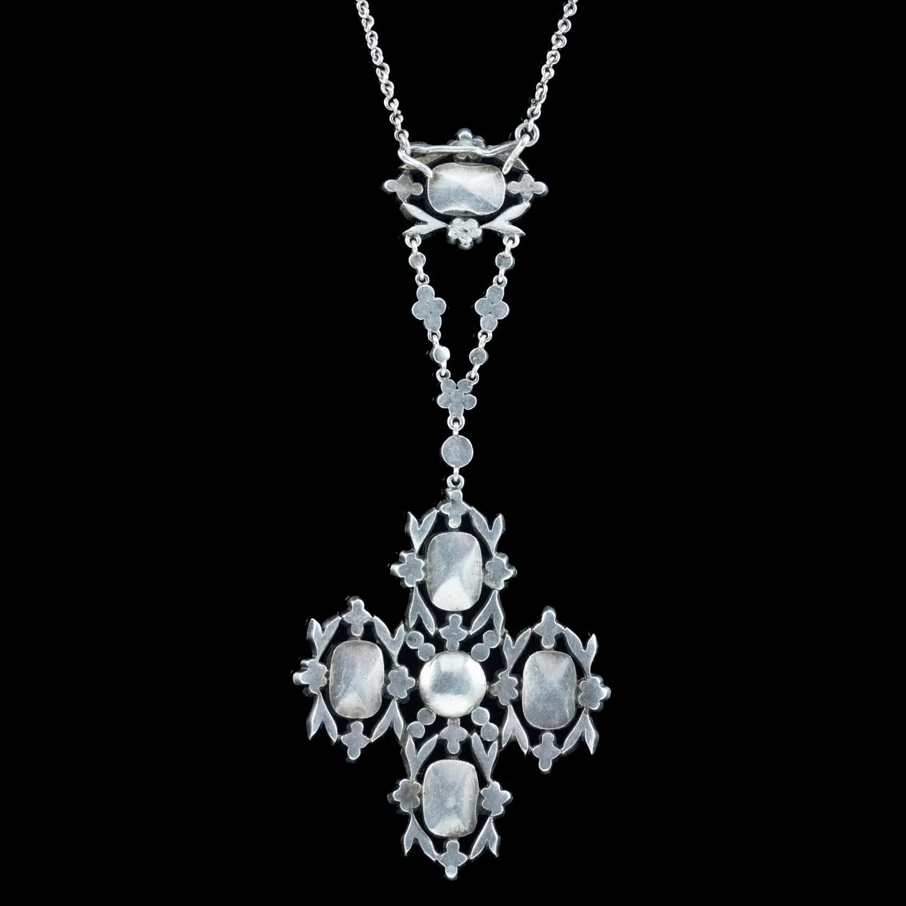 Antique Georgian Paste Lavaliere Necklace Silver