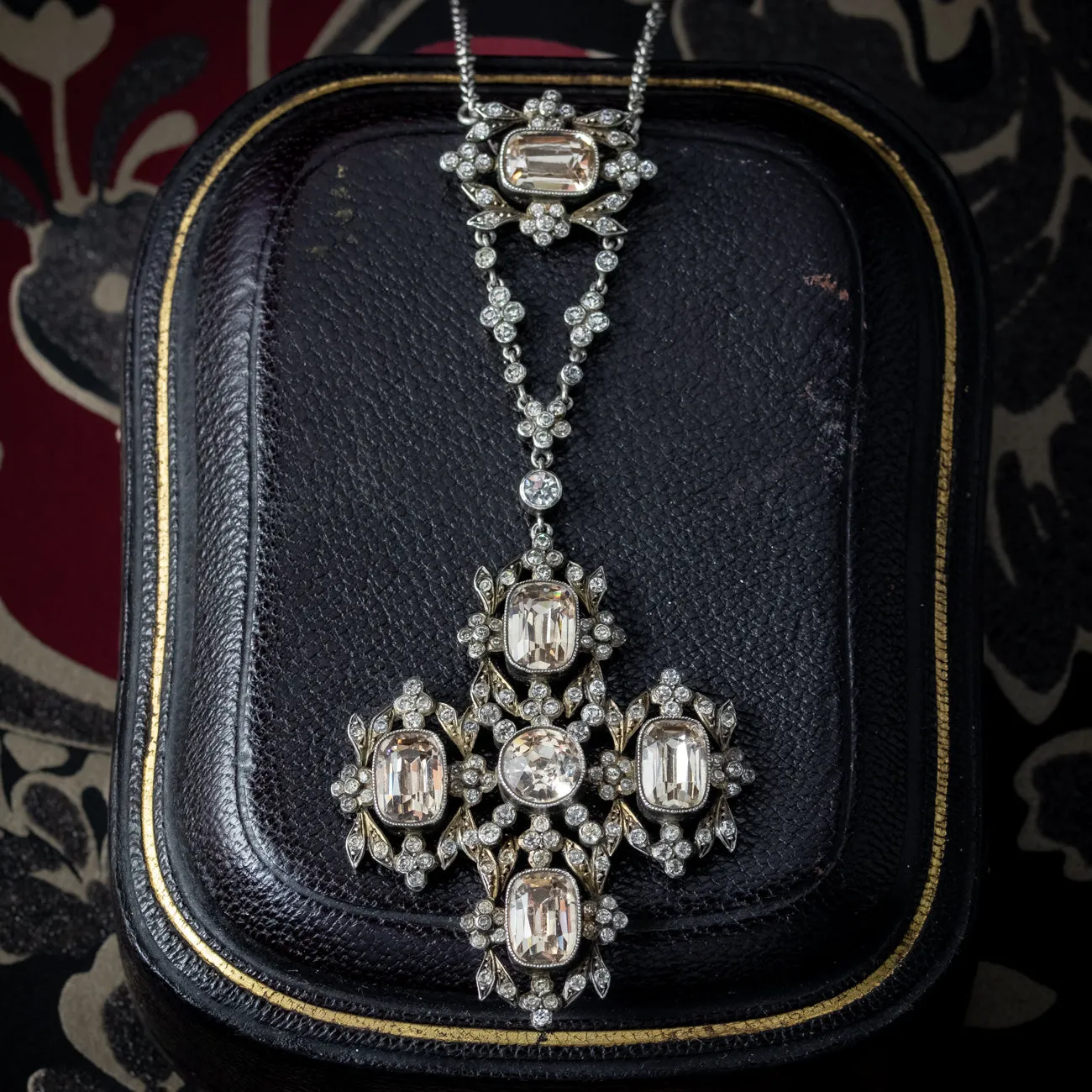 Antique Georgian Paste Lavaliere Necklace Silver