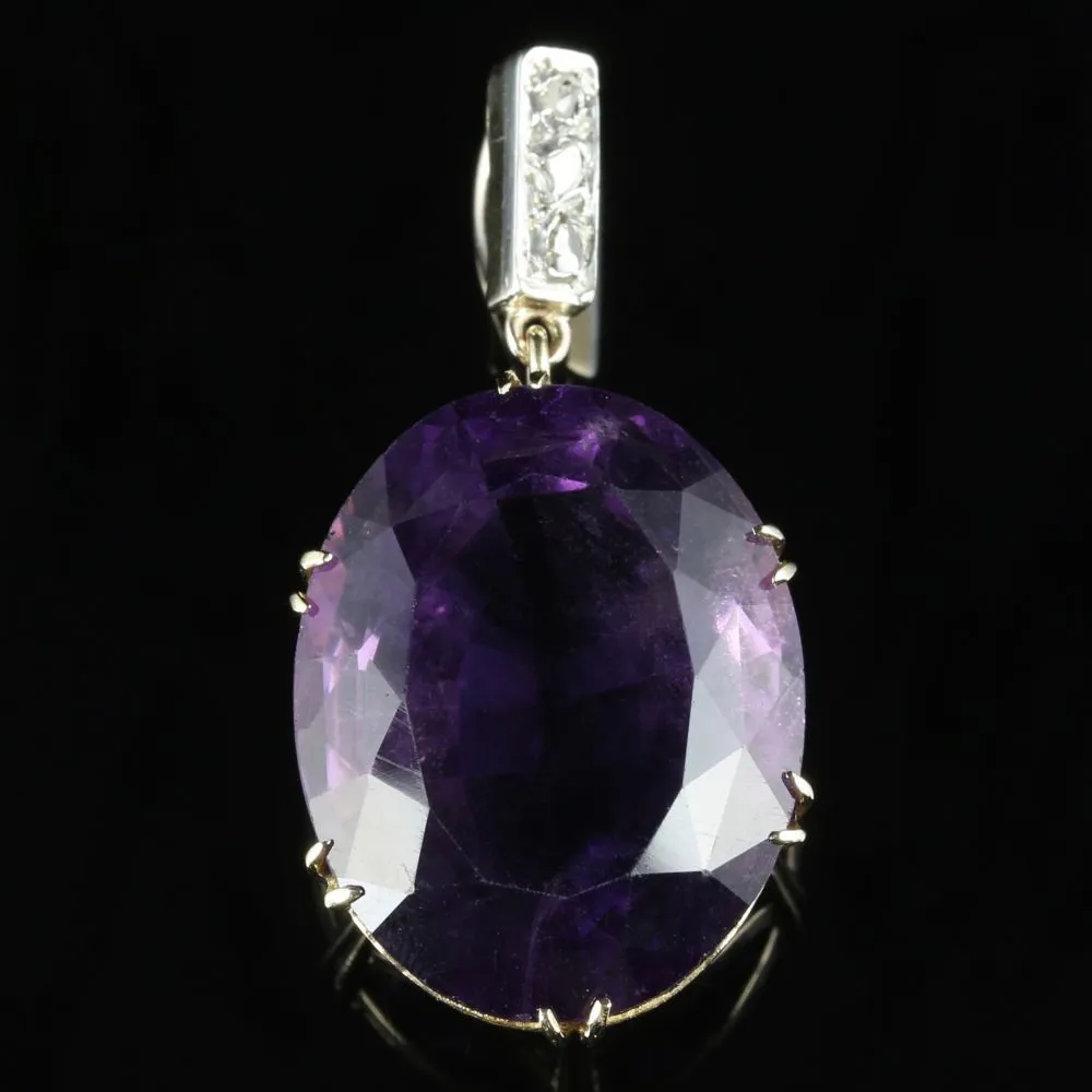 Antique Victorian Amethyst Diamond Pendant Circa 1900 9Ct Gold
