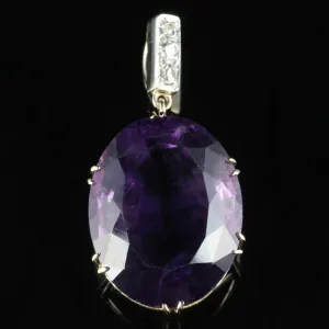 Antique Victorian Amethyst Diamond Pendant Circa 1900 9Ct Gold