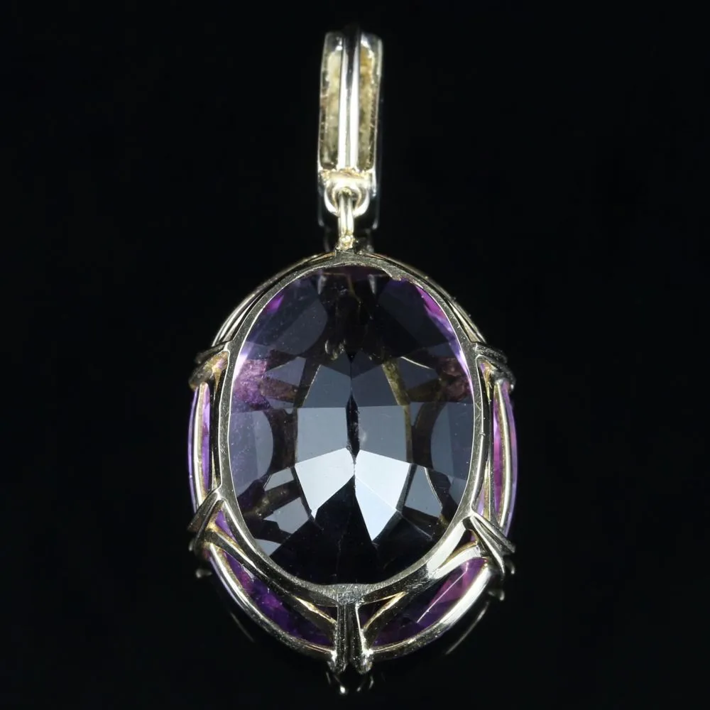 Antique Victorian Amethyst Diamond Pendant Circa 1900 9Ct Gold