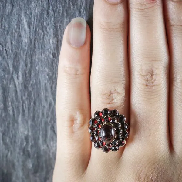 Antique Victorian Bohemian Garnet Ring Circa 1880