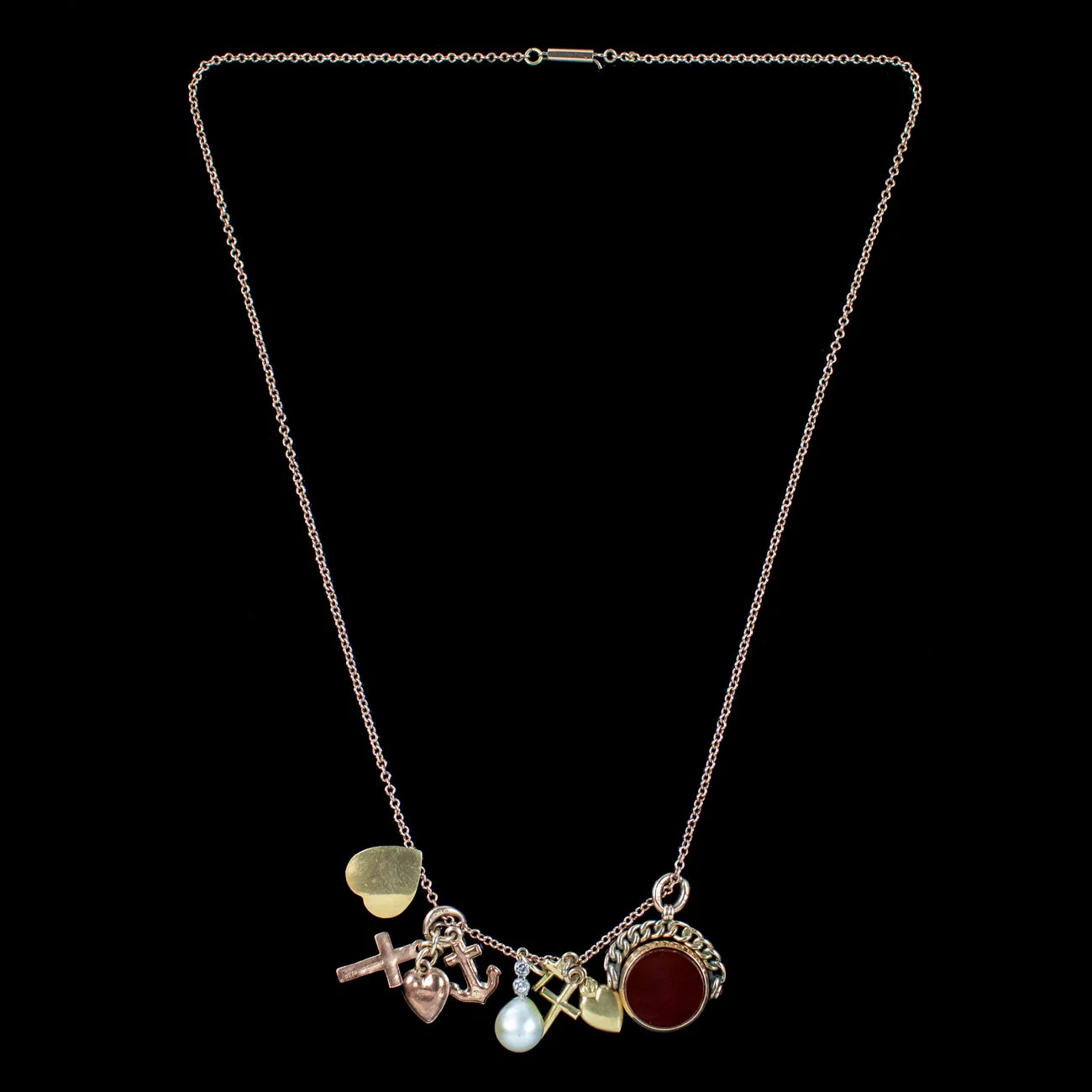Antique Victorian Charm Necklace Faith Hope And Charity 9ct Gold