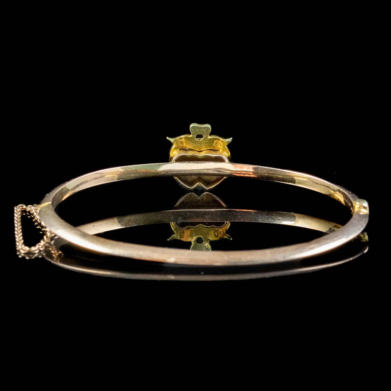 Antique Victorian Pearl Heart Bangle 15ct Gold