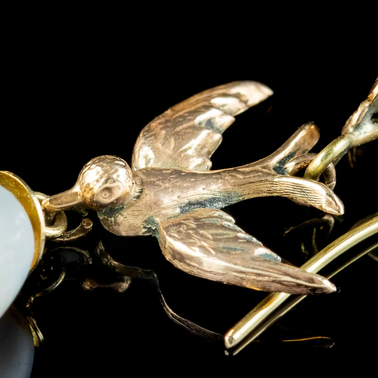 Antique Victorian Pearl Swallow Drop Earrings 15ct Gold