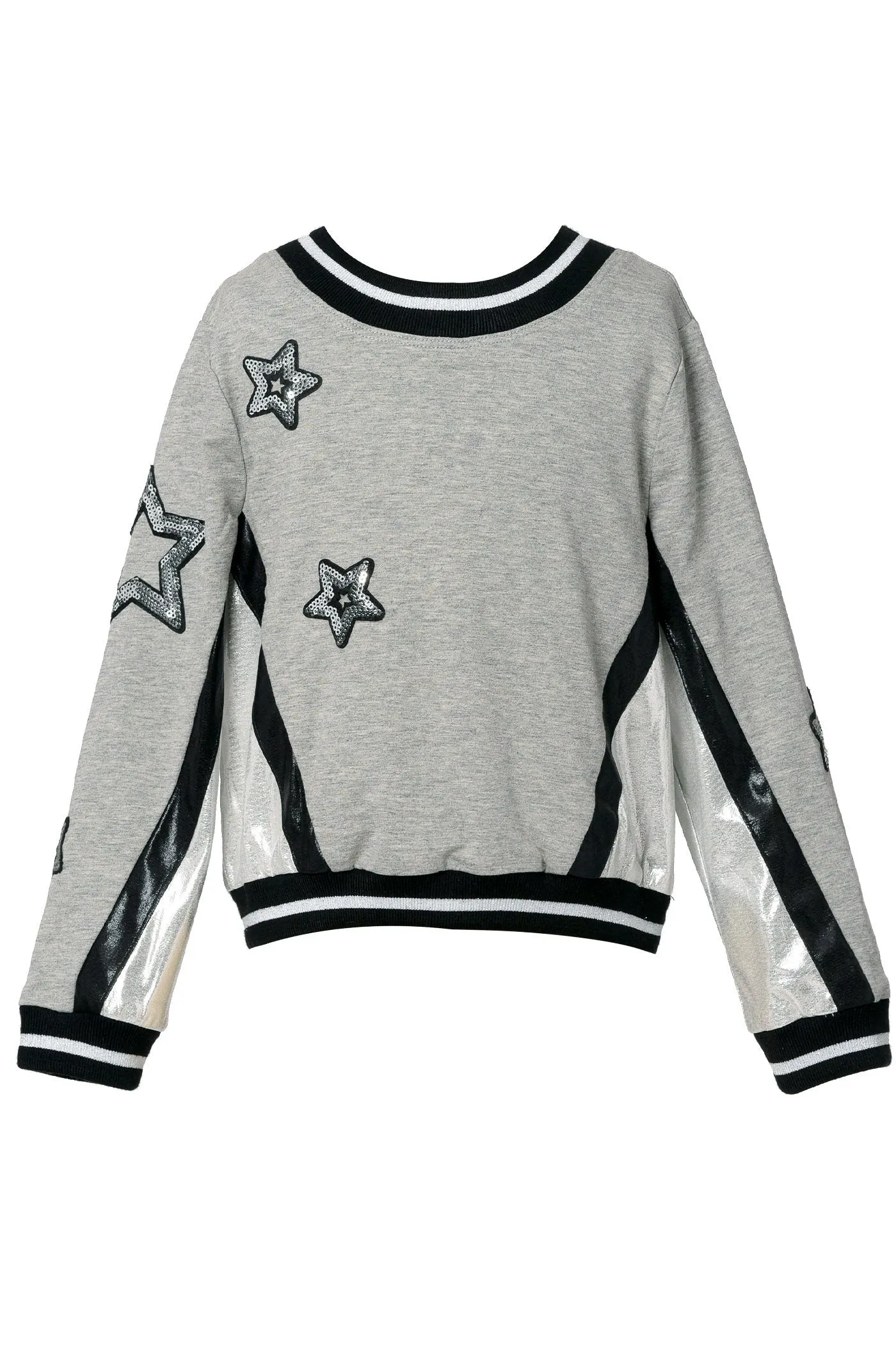 Baby Girl's Sporty Pleather Trim Star Crewneck