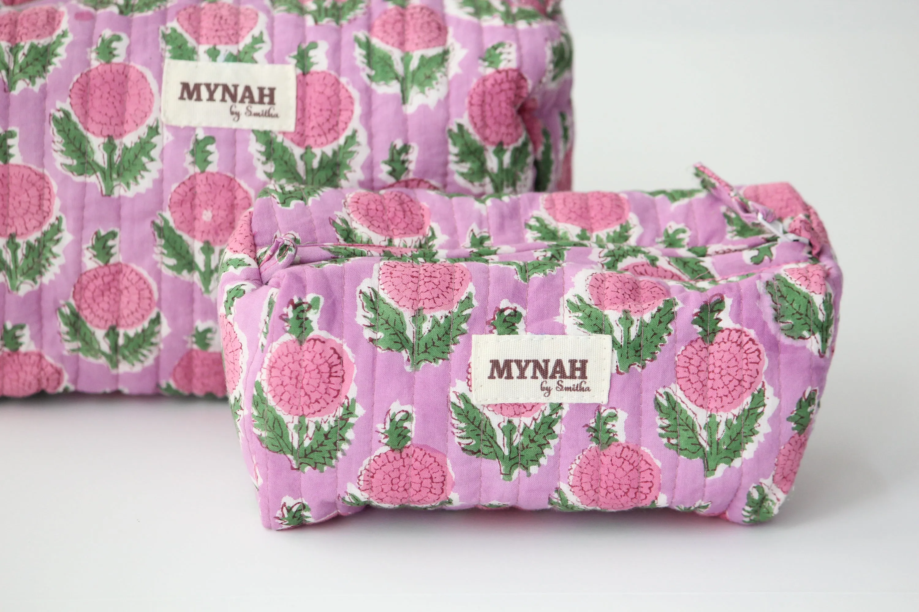 'BERRY SMOOTHIE' printed travel/makeup zipper pouch-set of 3