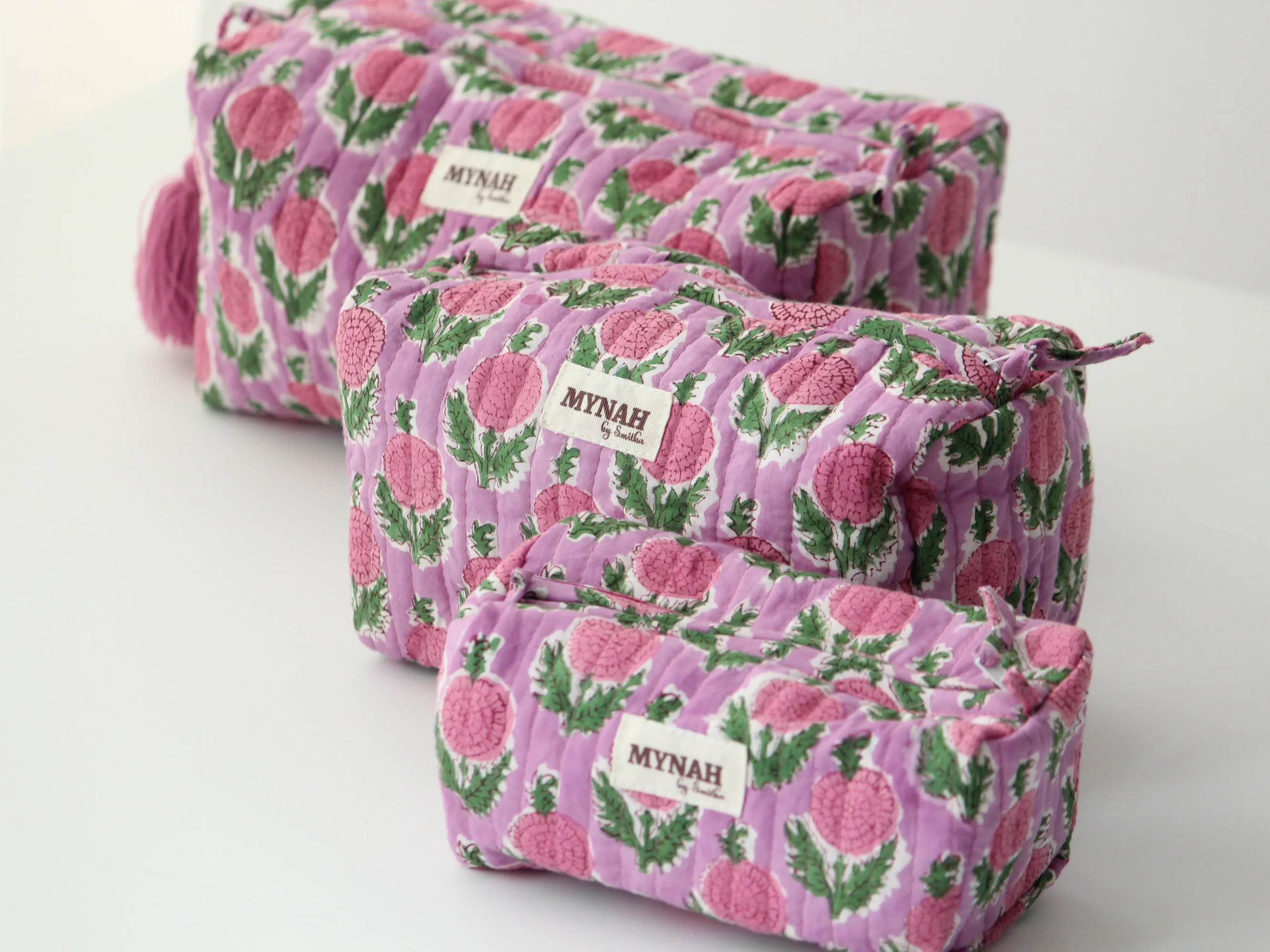 'BERRY SMOOTHIE' printed travel/makeup zipper pouch-set of 3