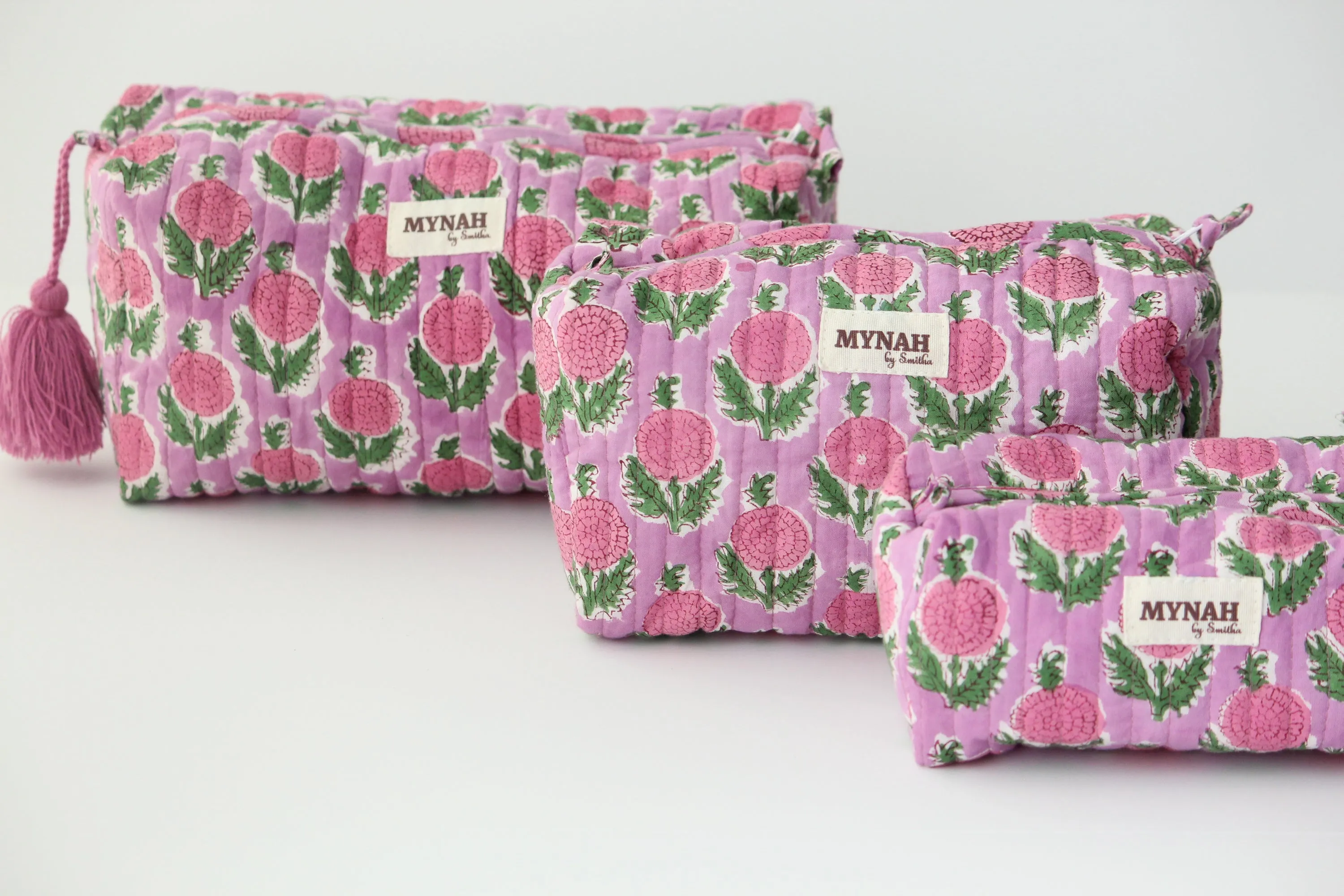 'BERRY SMOOTHIE' printed travel/makeup zipper pouch-set of 3