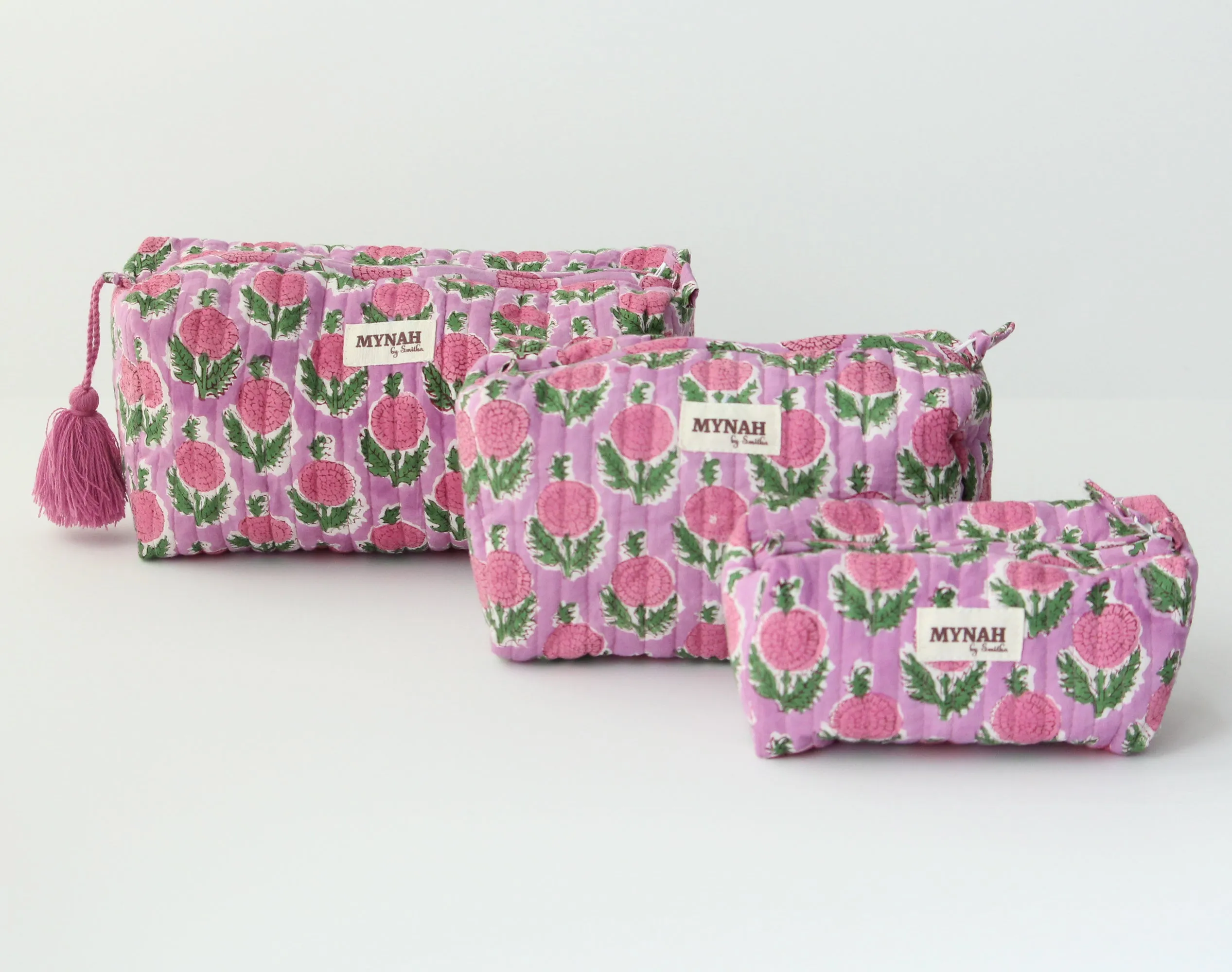 'BERRY SMOOTHIE' printed travel/makeup zipper pouch-set of 3