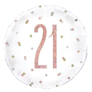 Birthday Glitz Rose Gold 21st Prismatic Foil Balloon - 18"