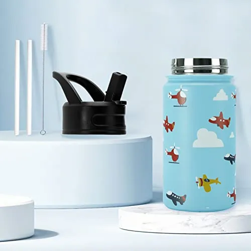 BJPKPK Insulated Water Bottles with Straw Lid, 40oz Large Water Bottle, Stainless Steel Metal Water Bottle with 3 Lids, Reusable Thermos Bottle, Cold & Hot Water Bottle for Sports, Gym-Midnight