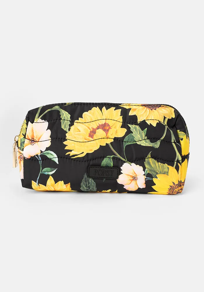 Black Sunflower Print Popsy Pencil Case