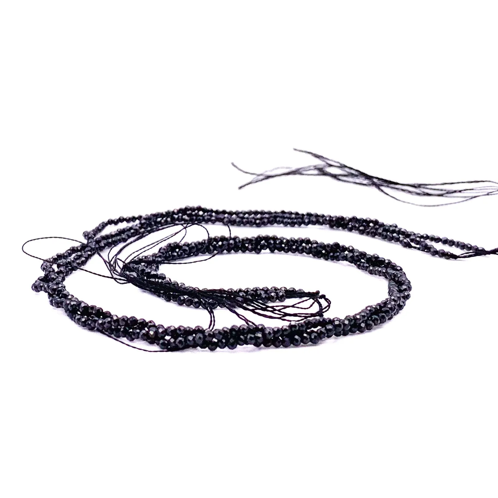 Black Tourmaline 2mm Faceted Round Bead Strand