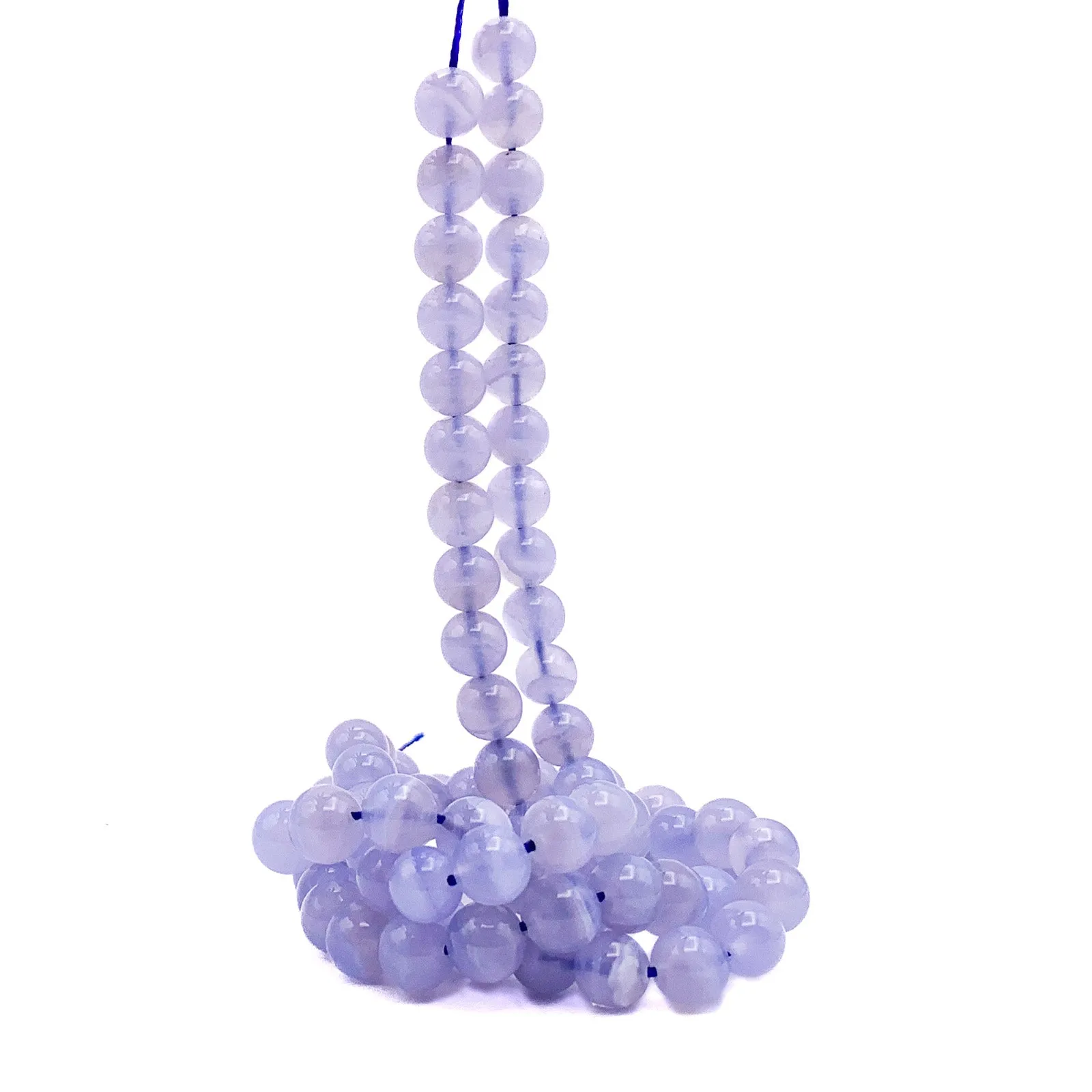 Blue Lace Agate AAA 8mm Smooth Rounds Bead Strand