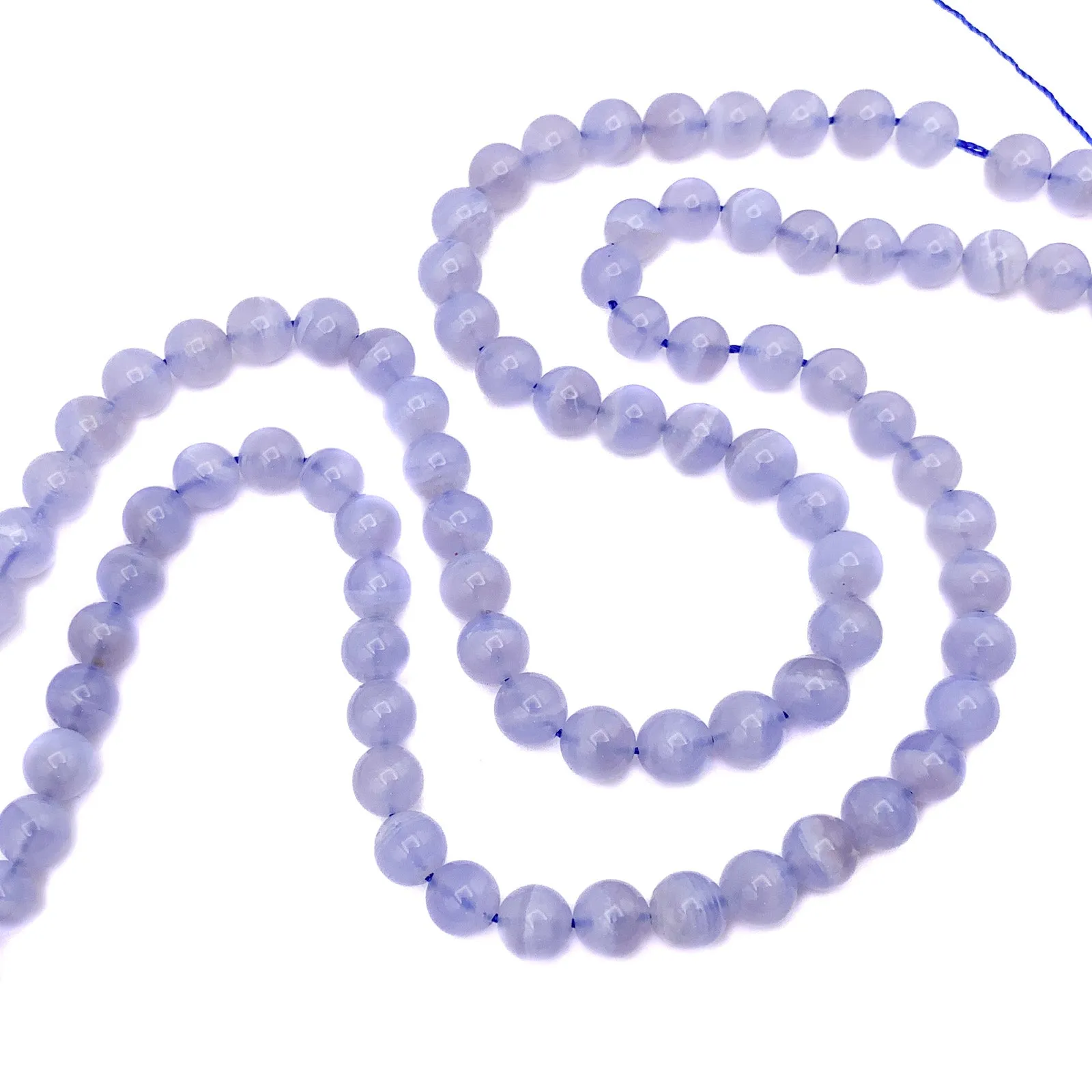 Blue Lace Agate AAA 8mm Smooth Rounds Bead Strand