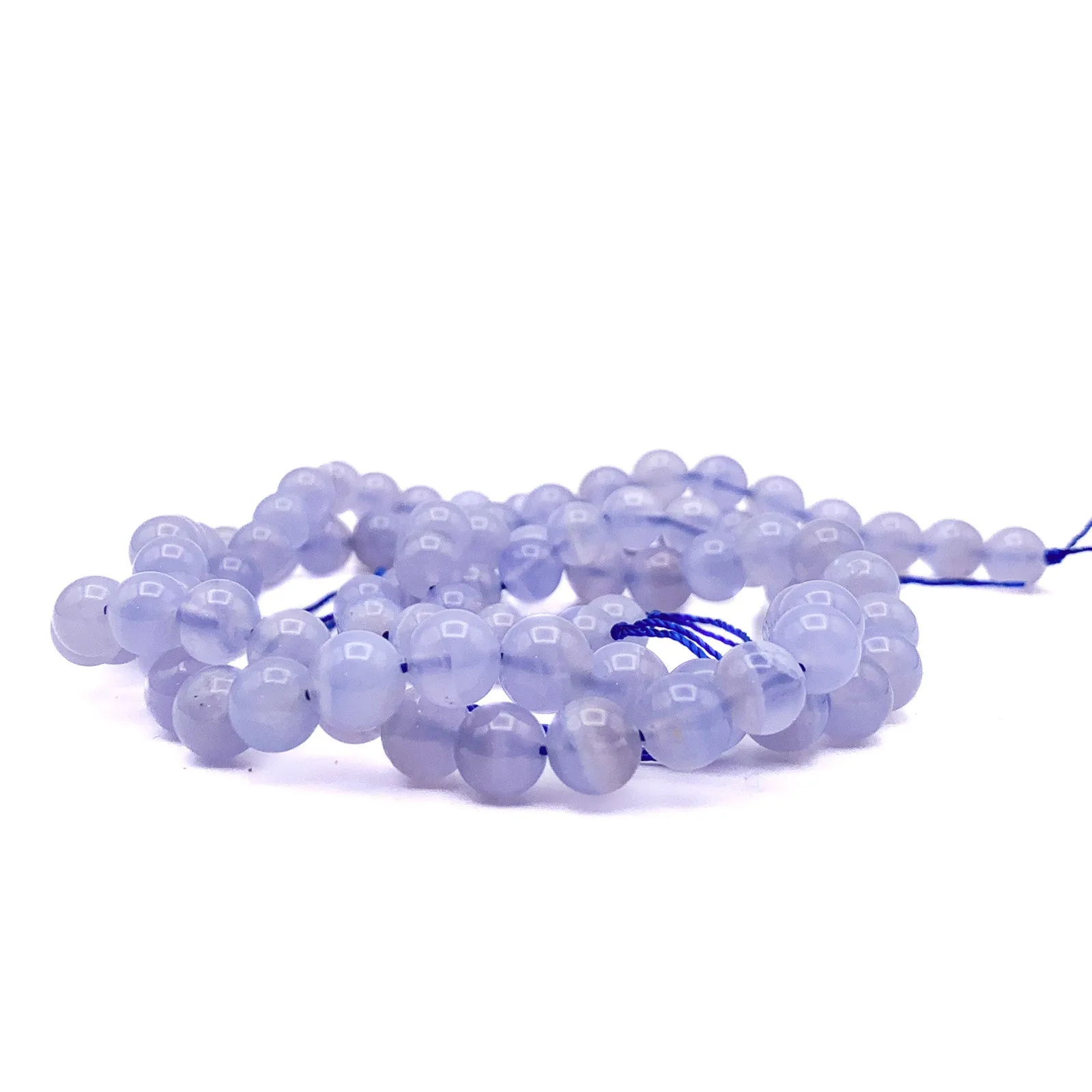 Blue Lace Agate AAA 8mm Smooth Rounds Bead Strand