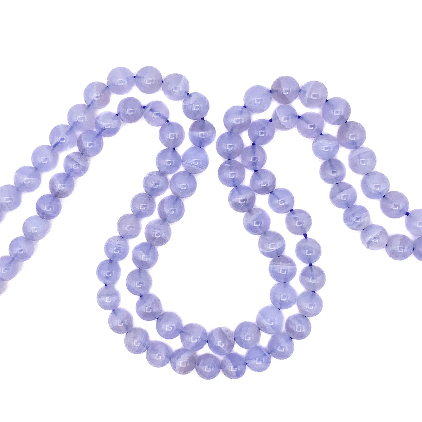 Blue Lace Agate AAA 8mm Smooth Rounds Bead Strand