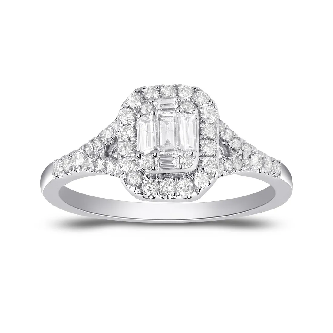 Brilliant Claw Surround Ring with 1/2ct of Diamonds in 9ct White Gold