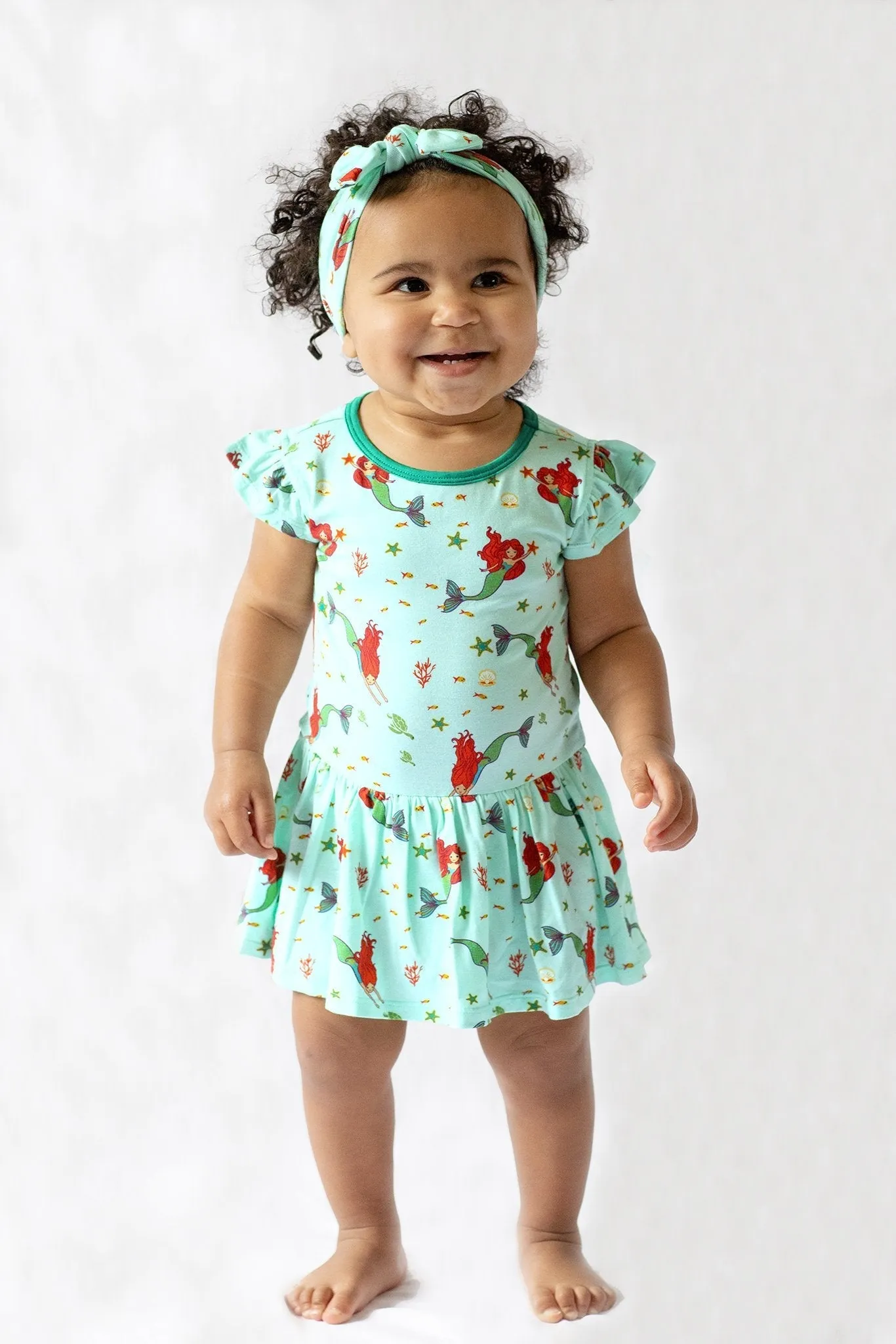 Brilliant-sea Mermaids Twirling Bodysuit Dress (3-18m)