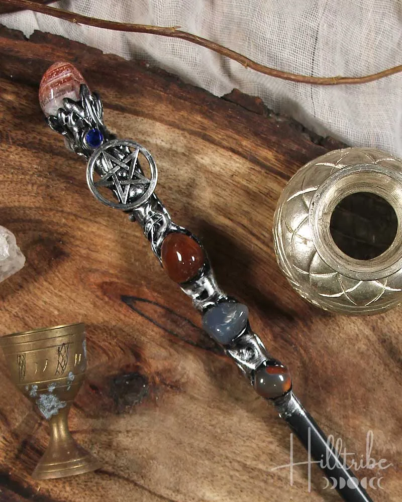 Carnelian   Silver Pentacle Magick Wand