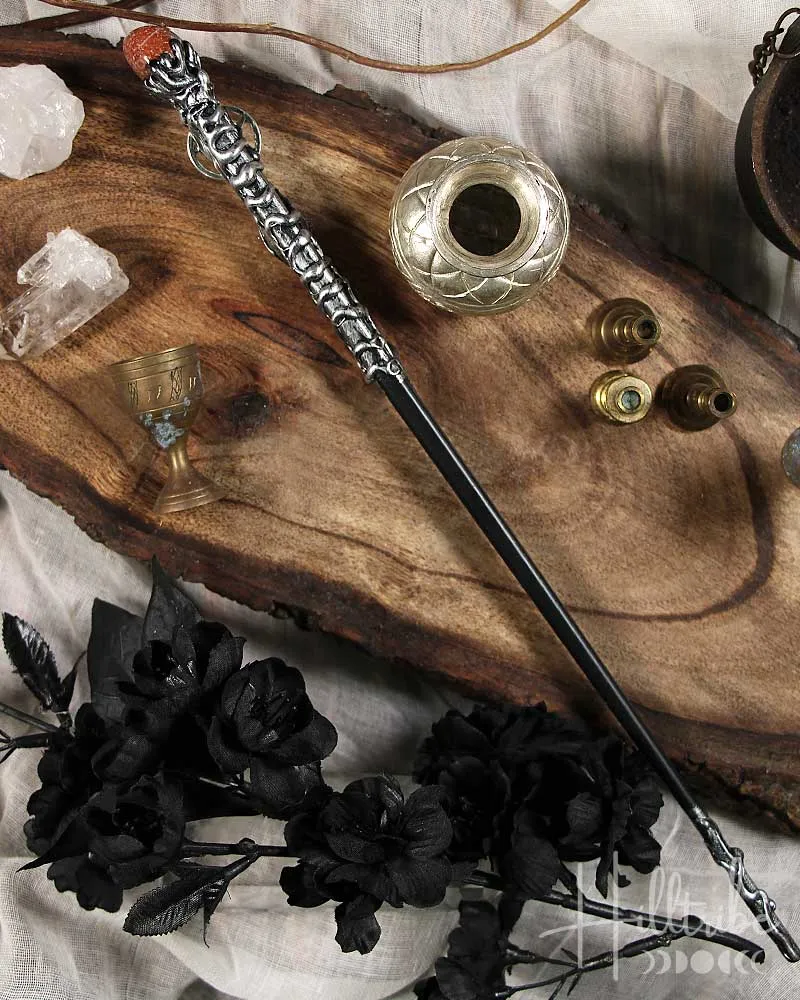 Carnelian   Silver Pentacle Magick Wand