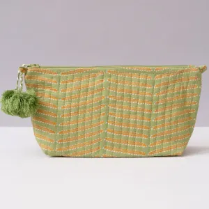 Casper Green Block Printed Makeup Pouch