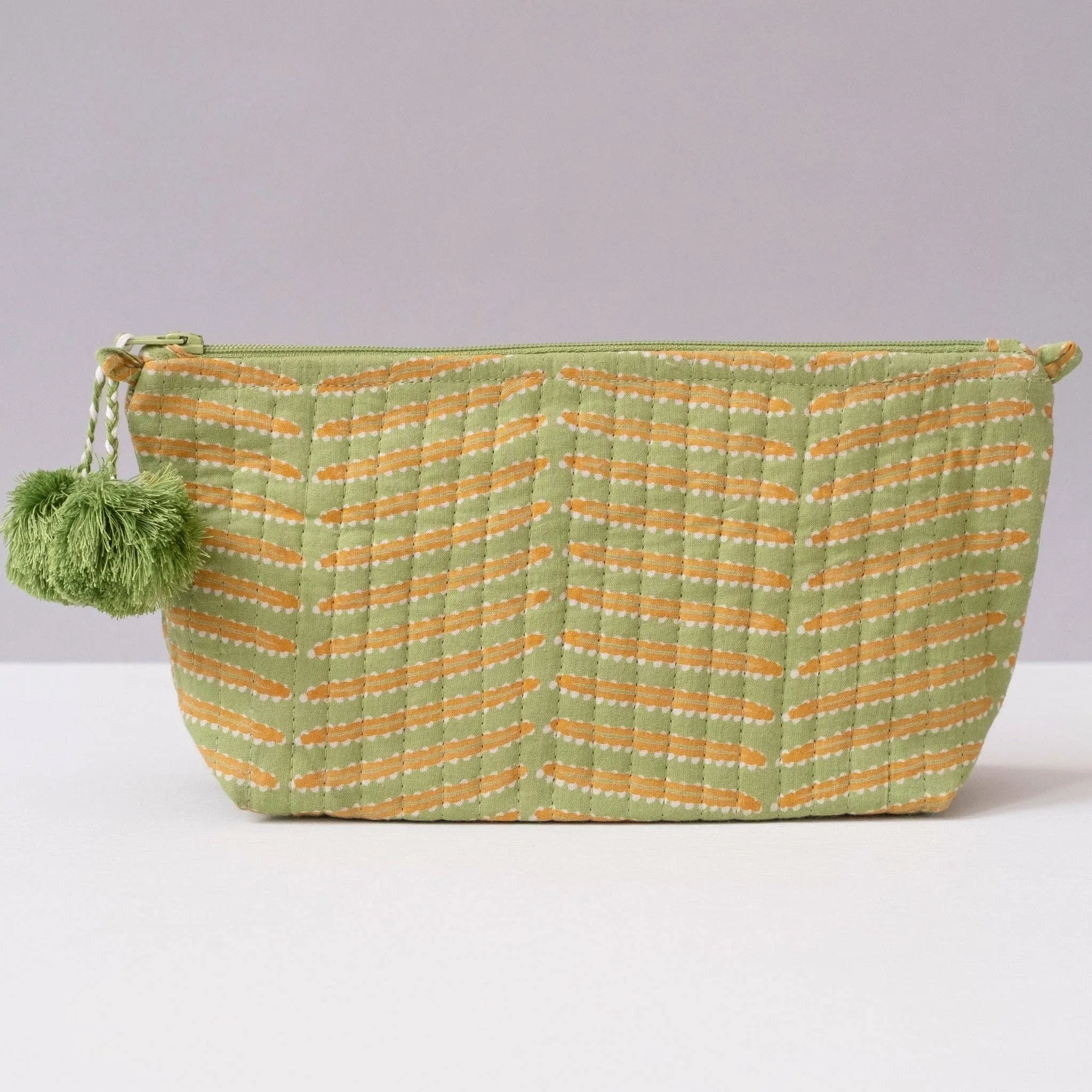 Casper Green Block Printed Makeup Pouch