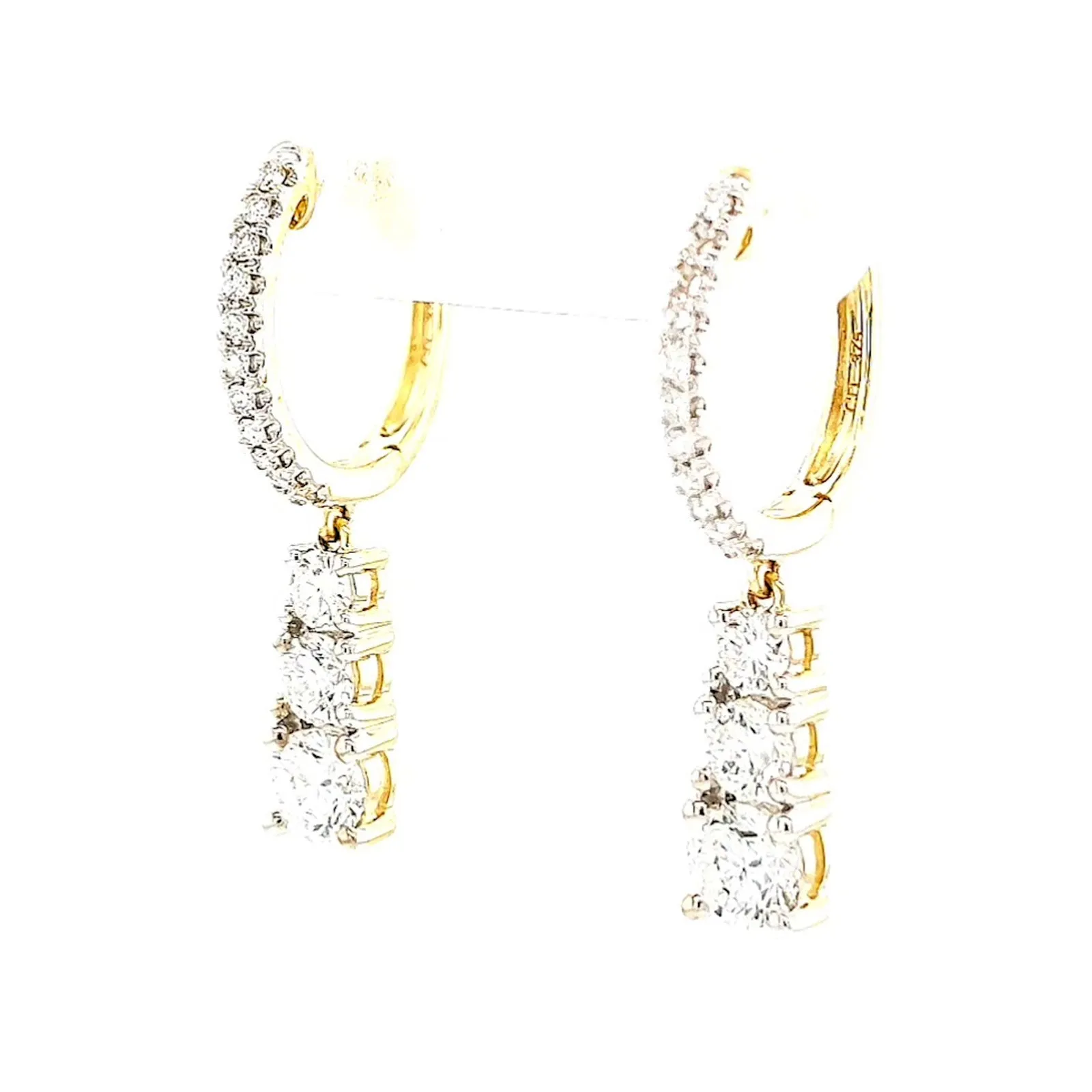 Celebration 9ct Yellow Gold Round Brilliant Cut 1 Carat tw of Lab Grown Diamonds Drop Earrings