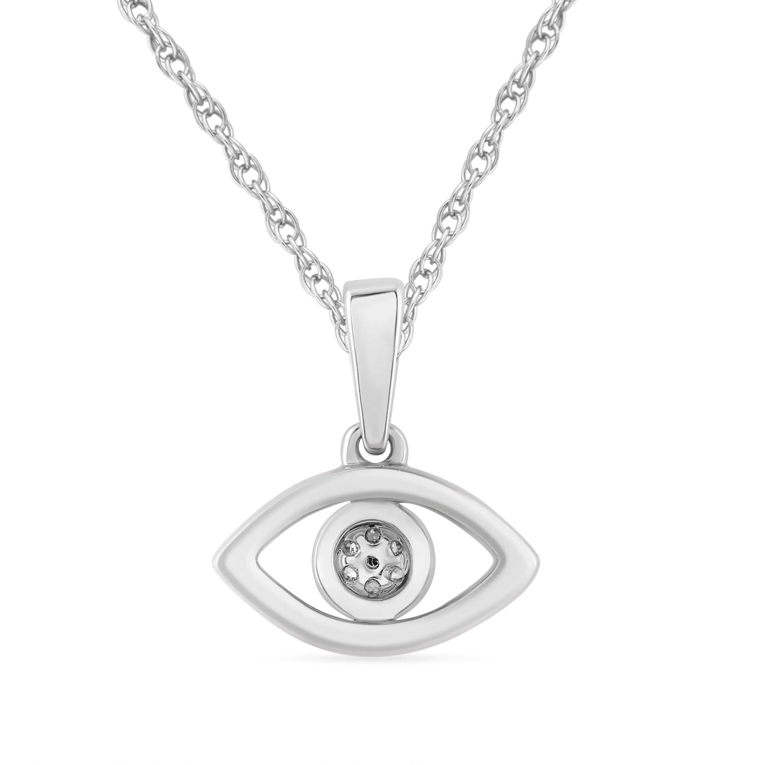 Children's Evil Eye Necklace with 0.03ct of Diamonds in Sterling Silver