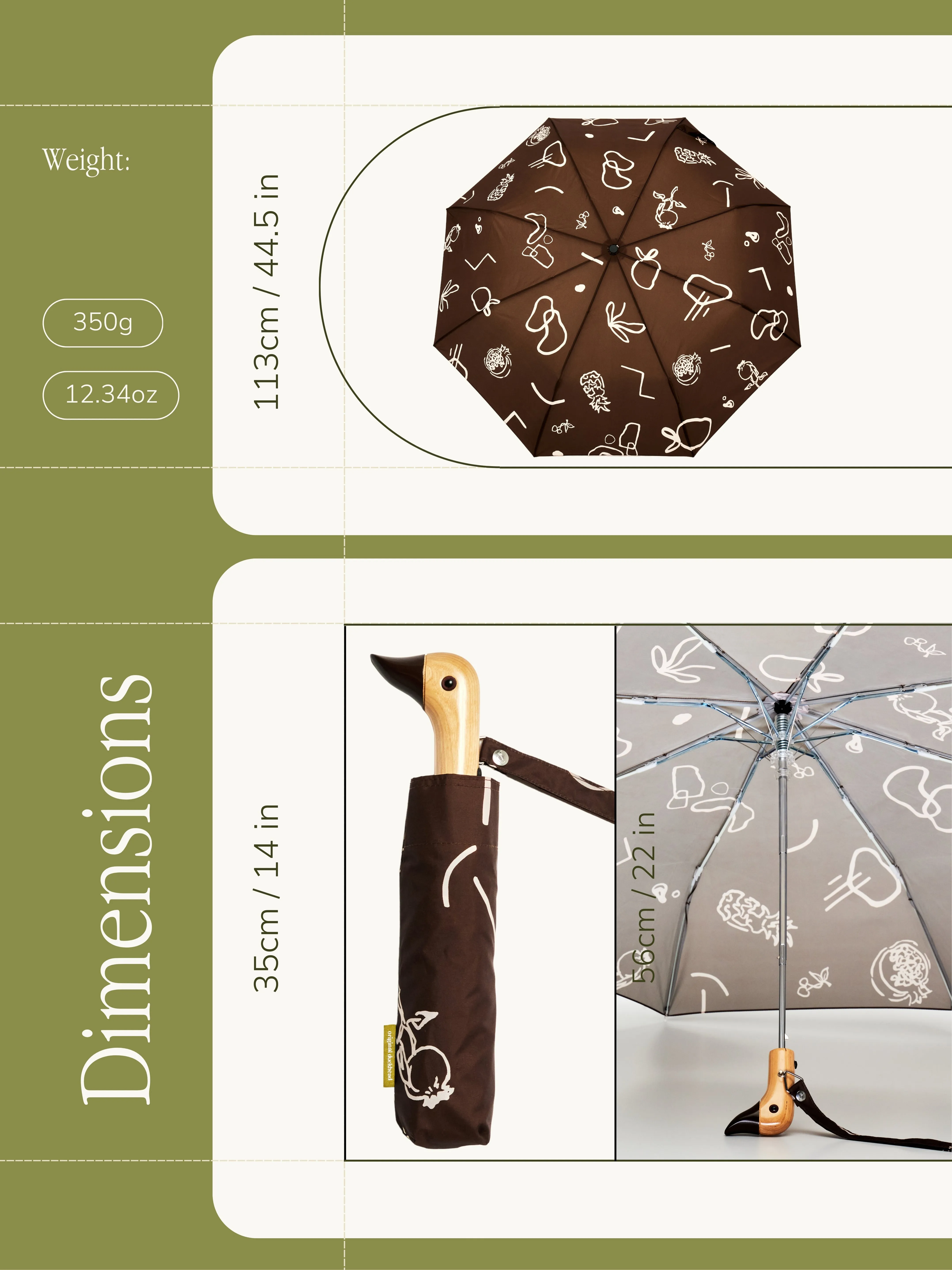 Chocolate Fruits & Shape Eco-Friendly Compact Duck Umbrella
