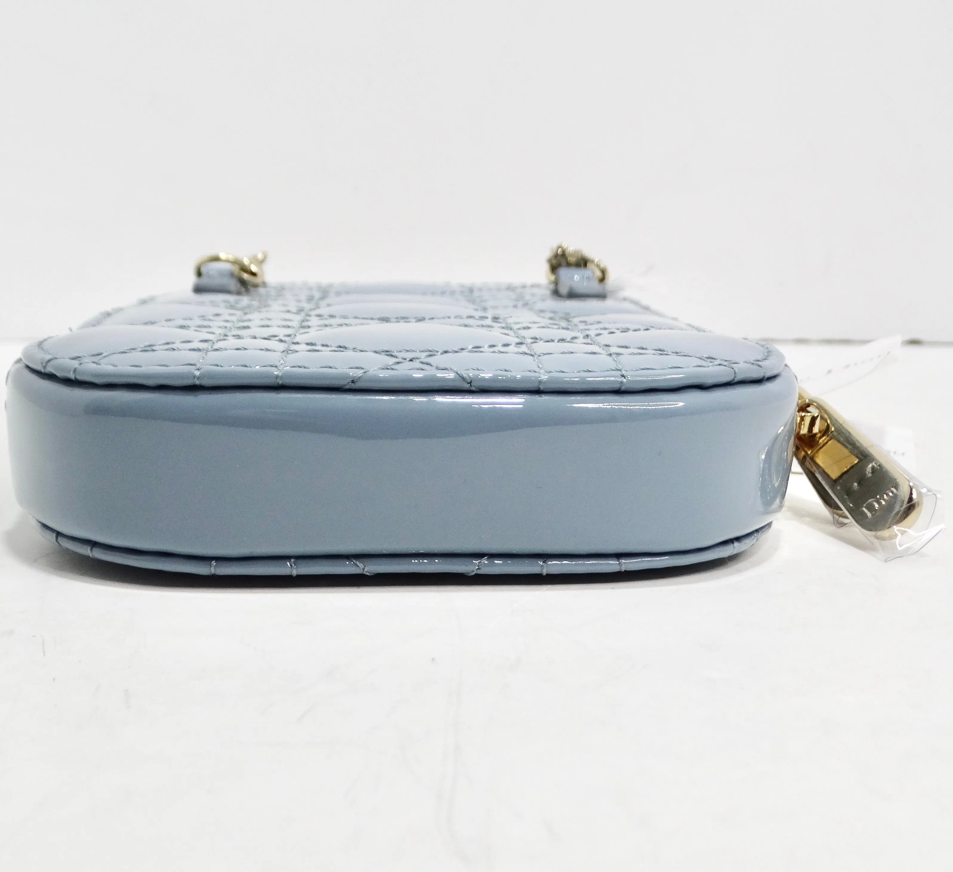 Christian Dior Patent Cannage Lady Dior Phone Holder in Bracing Blue
