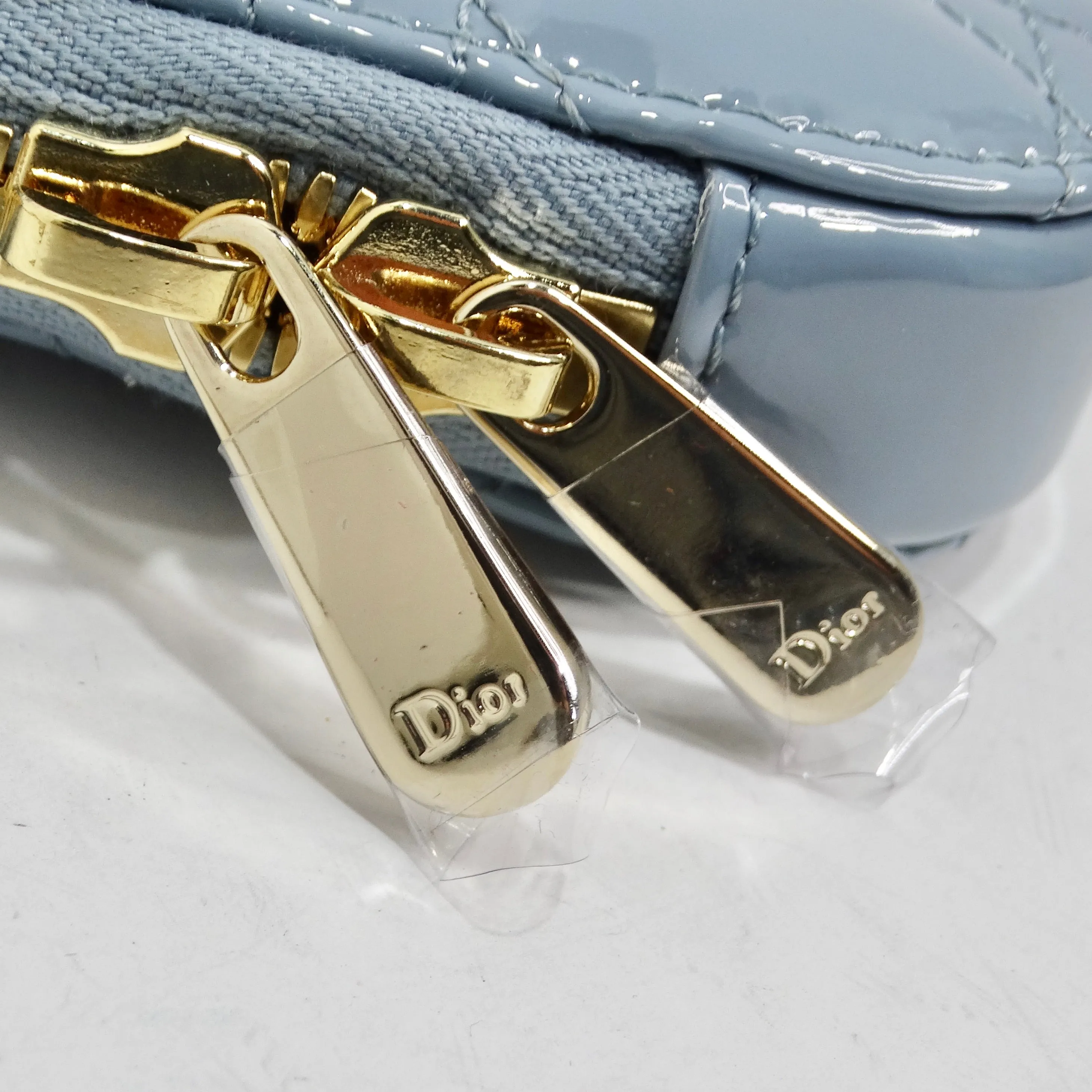 Christian Dior Patent Cannage Lady Dior Phone Holder in Bracing Blue