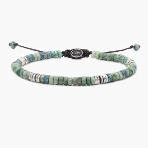 Chrysocolla Stone And Sterling Silver Disc Beads Bracelet